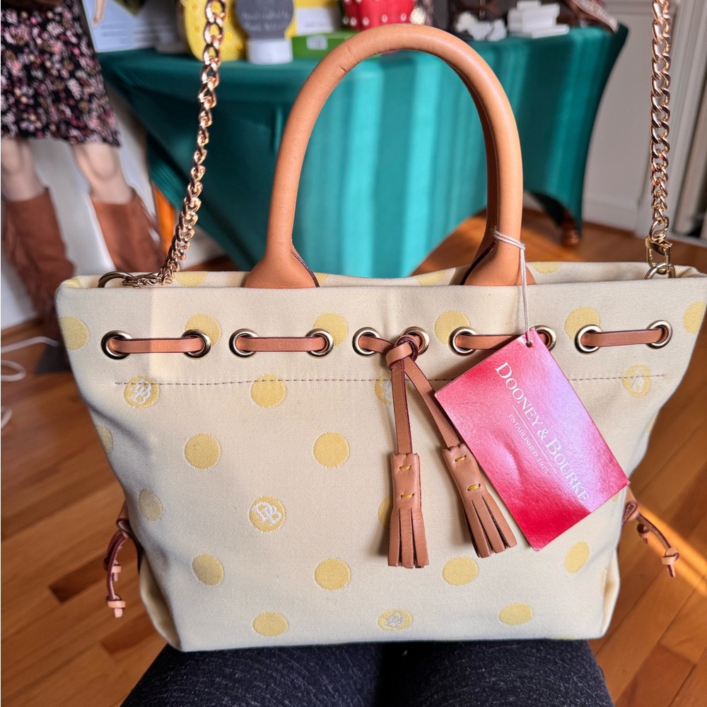 Dooney & Bourke Tan Tote with Yellow Dots